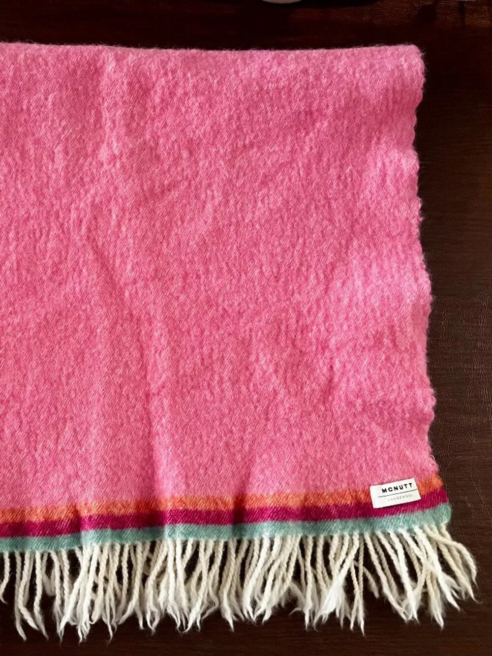 McNutt of Donegal 100% Lambswool Baby Blanket Pink Handmade in Ireland